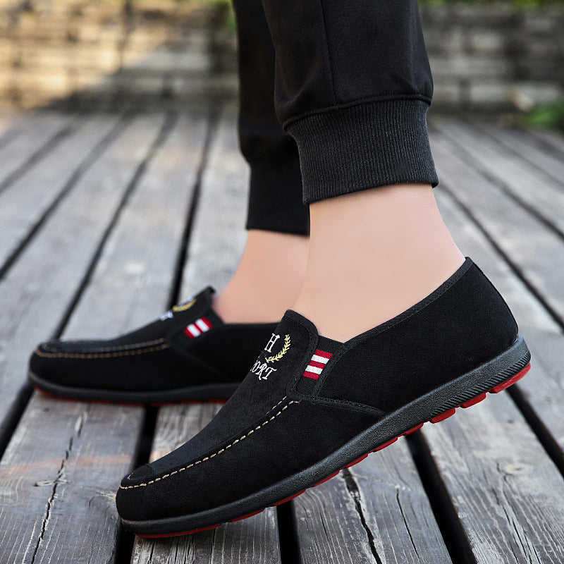 Cowhide-Soled Low-Top Canvas  Loafers