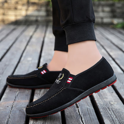 Cowhide-Soled Low-Top Canvas  Loafers
