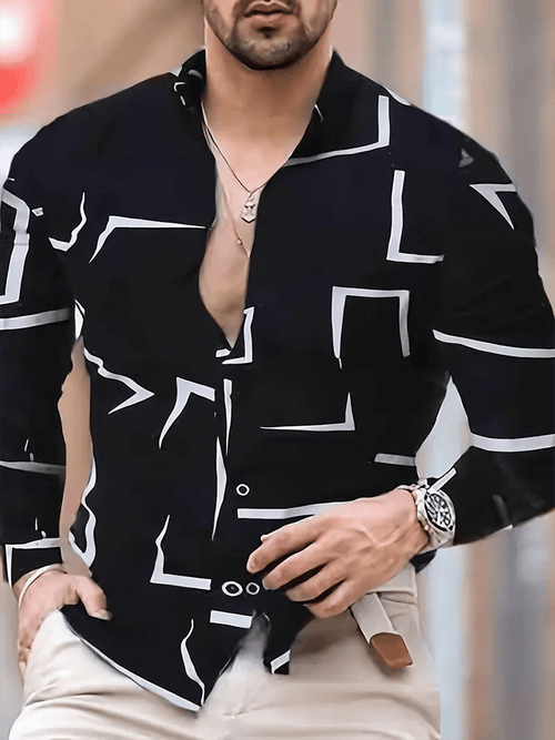 Men's Street Style Business Casual Printed Long Sleeve Shirt