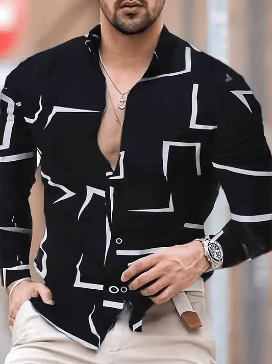 Men's Street Style Business Casual Printed Long Sleeve Shirt