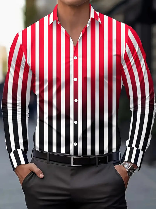 Men's Street Style Business Casual Printed Long Sleeve Shirt