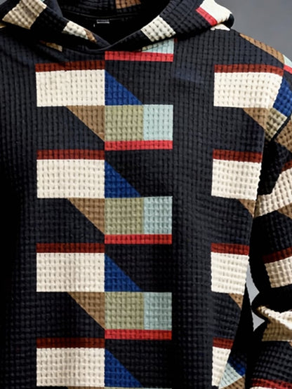 Men's Retro Color Block Print Sweatshirt