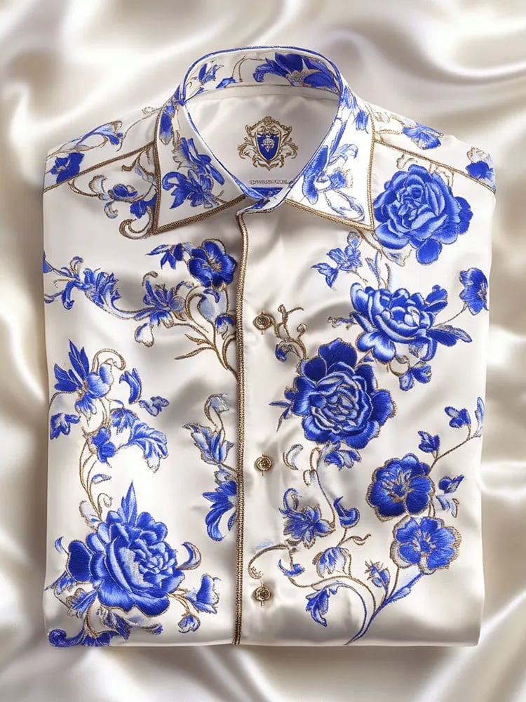 Men's Satin Luxe Long Sleeve Button Down Shirt