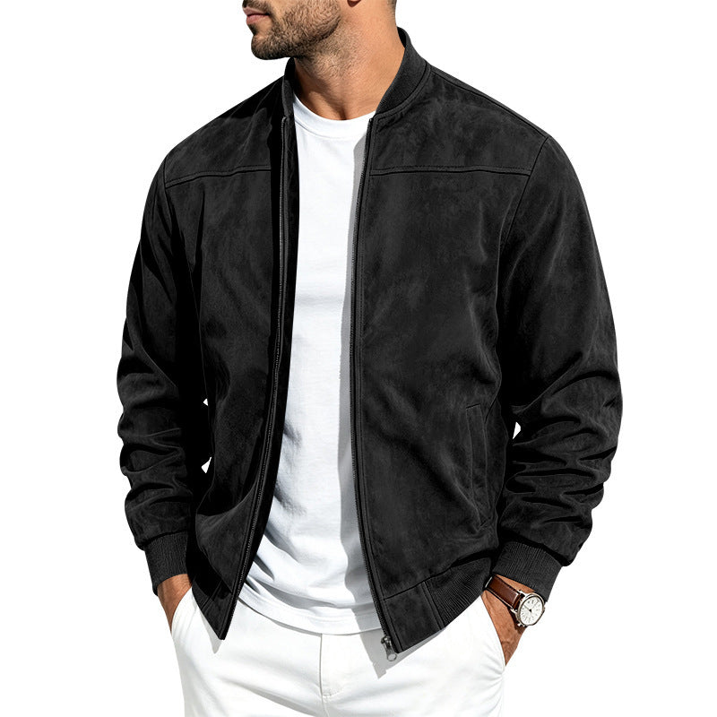 Men's Suede Long Sleeve Full-Zip Jacket