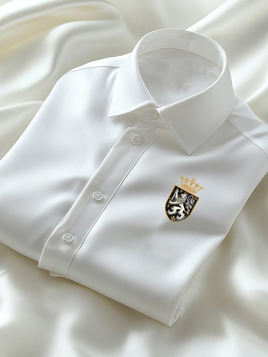 Men's Business Casual Logo Lapel Short Sleeve Shirt