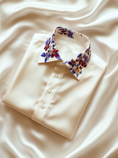 Men's Business Casual Floral Lapel Short Sleeve Shirt