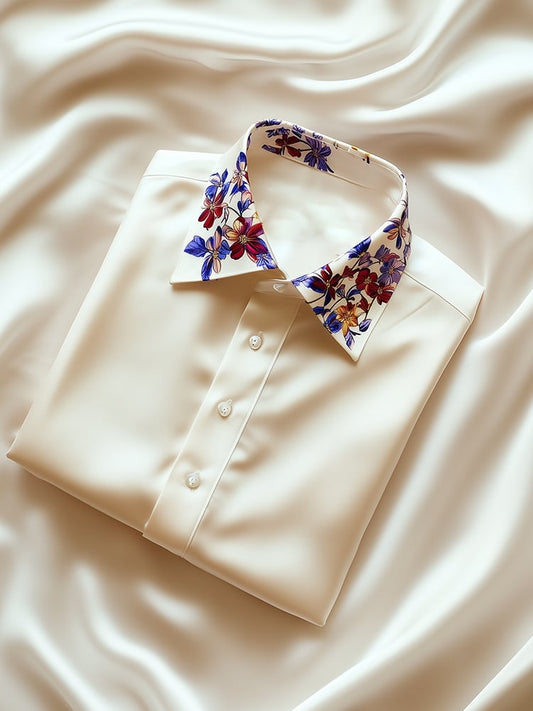 Men's Business Casual Floral Lapel Short Sleeve Shirt