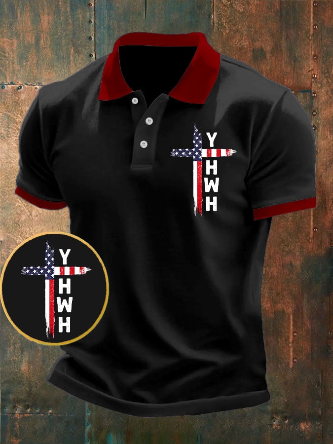 Men's Retro Faith Casual Printed Polo Shirt