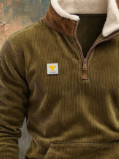 Men's Retro Comfort Zipper Plush Collar Sweatshirt