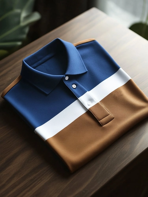 Men's Business Casual Button Short Sleeve Polo Shirt