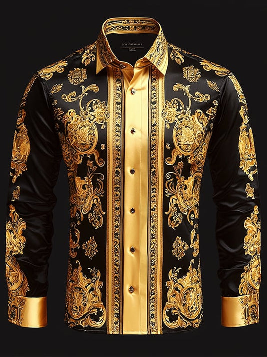 Men's Satin Luxe Long Sleeve Button Down Shirt