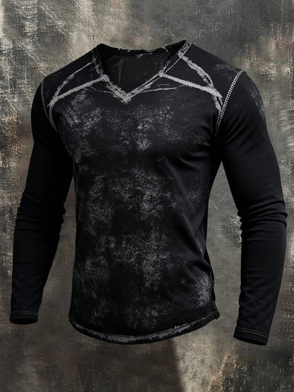 Men'S Vintage Distressed Long-Sleeved T-Shirt