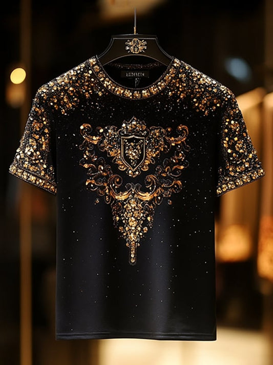 Men's Business Luxury Printed  Cotton Short Sleeve T-Shirt