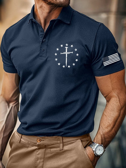 Men's Retro Faith Casual Printed Polo Shirt