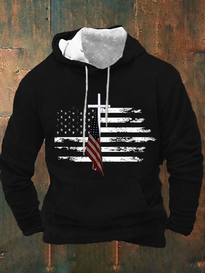 Men's Casual Print Long Sleeve Hooded Sweatshirt