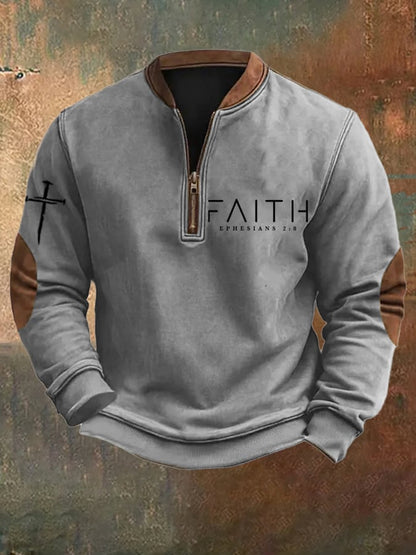 Men's Faith Printed Zip Collar Sweatshirt
