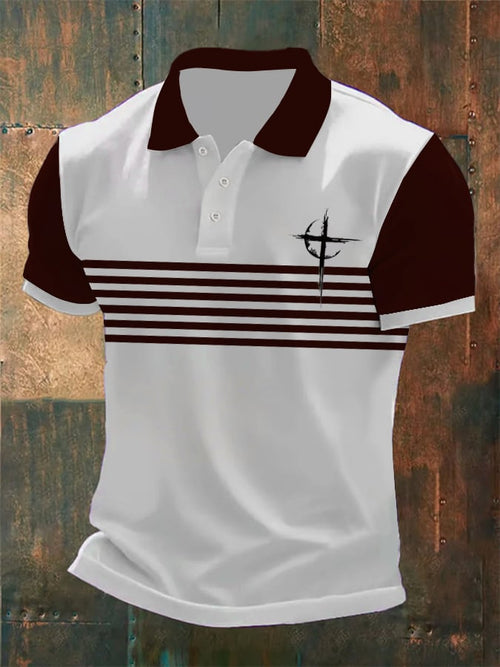 Men's Faith Cross Printed POLO Shirt Top