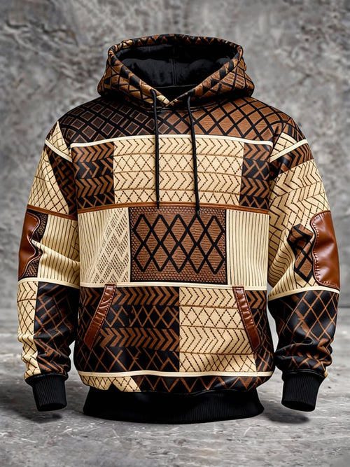 Men's Vintage Color-Block Hooded Sweatshirt