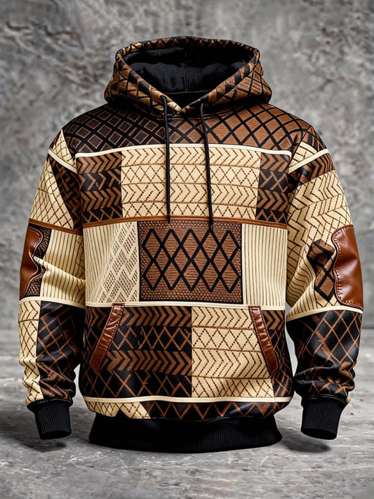 Men's Vintage Color-Block Hooded Sweatshirt