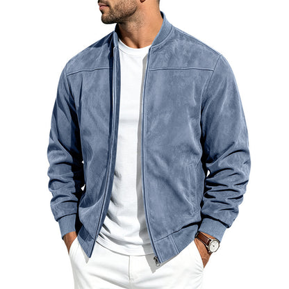 Men's Suede Long Sleeve Full-Zip Jacket