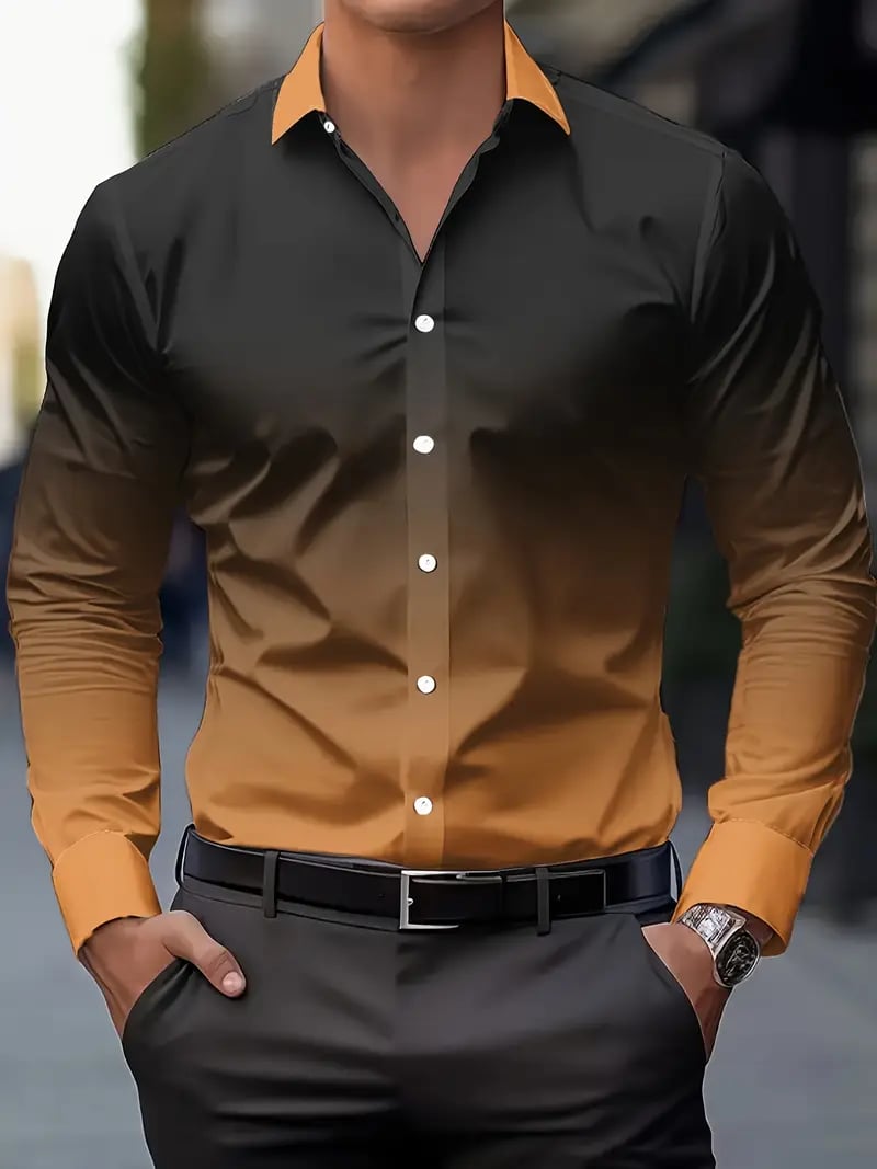 Men's Street Style Business Casual Printed Long Sleeve Shirt
