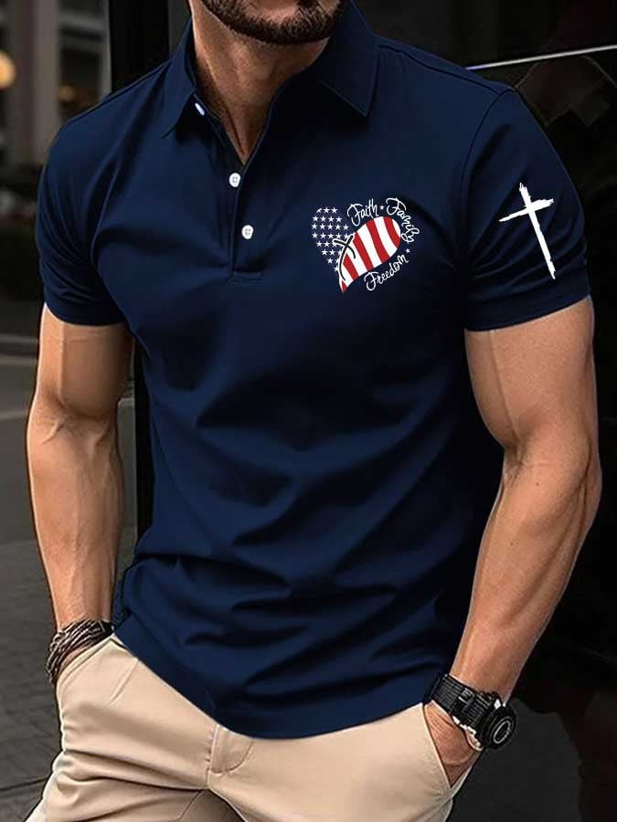 Men's Faith American flag print polo shirt