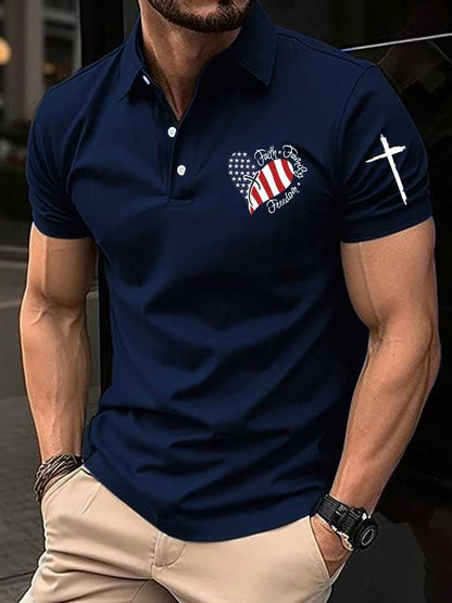 Men's Faith American flag print polo shirt