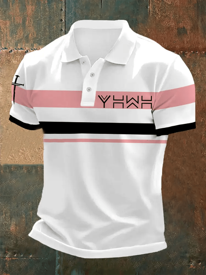 Men's Retro Faith Casual Printed Polo Shirt