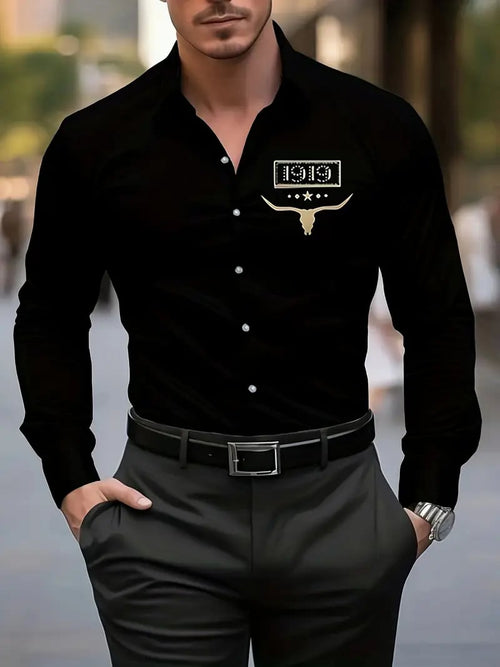 Men's Street Style Business Casual Printed Long Sleeve Shirt