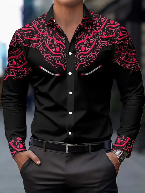Men's Street Style Business Casual Printed Long Sleeve Shirt