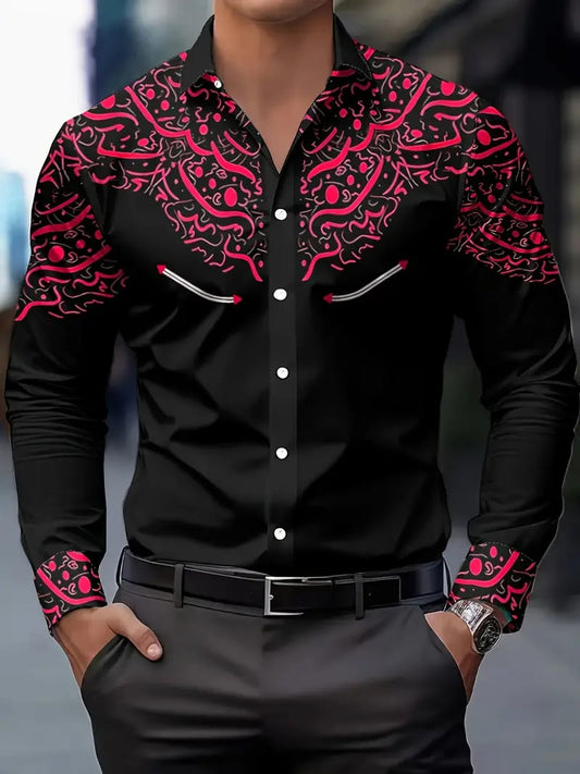 Men's Street Style Business Casual Printed Long Sleeve Shirt