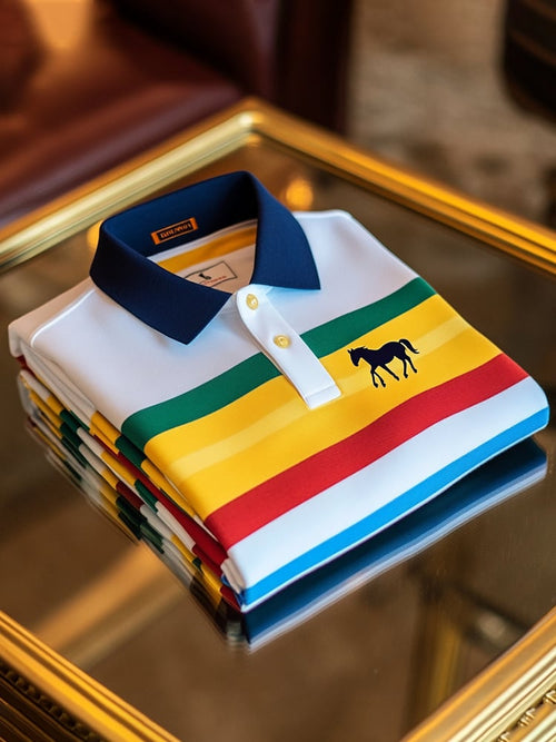 Men's Business Casual Button Short Sleeve Polo Shirt