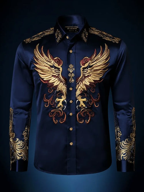 Men's Casual Abstract Printed Long Sleeve Shirt