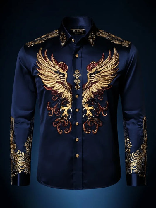 Men's Casual Abstract Printed Long Sleeve Shirt