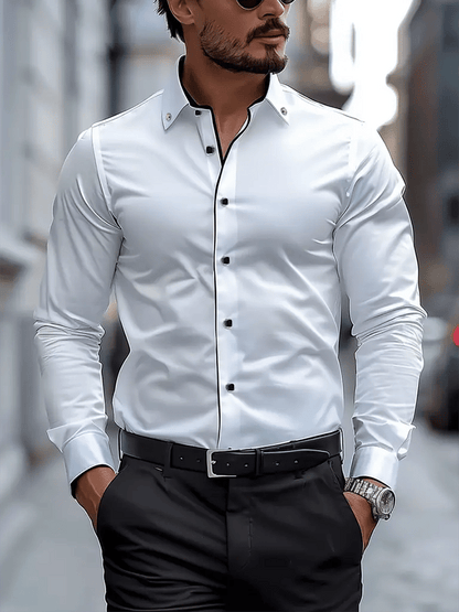 Men's Contrast Patchwork Business Casual Shirt