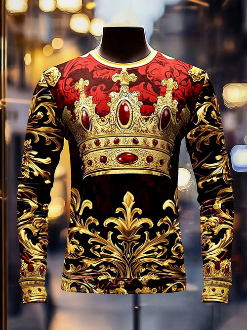 Men's Luxe Crown Print Long Sleeve T-Shirt