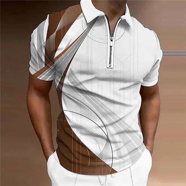 Men's Contrast Print Casual Versatile Polo Shirt