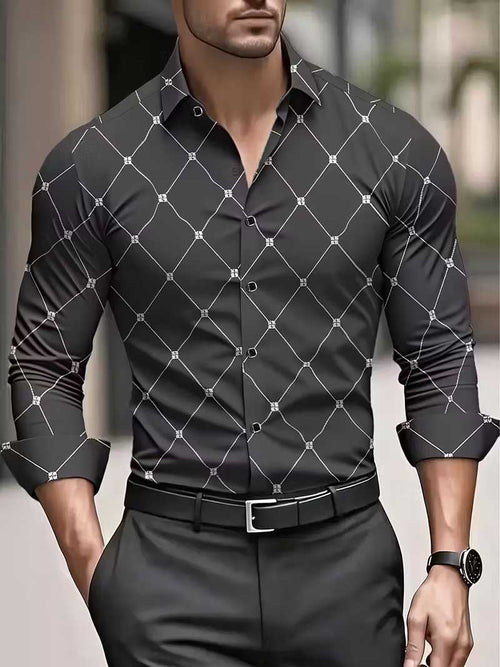 Men's Street Style Business Casual Printed Long Sleeve Shirt