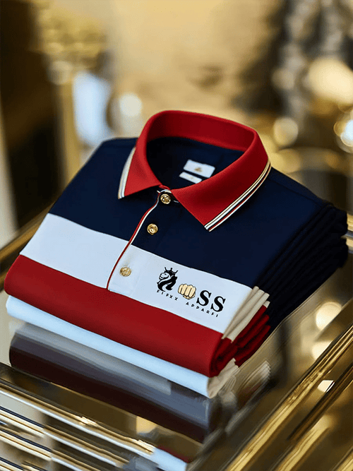 Men's Retro Letter Design Printed Casual Polo Shirt