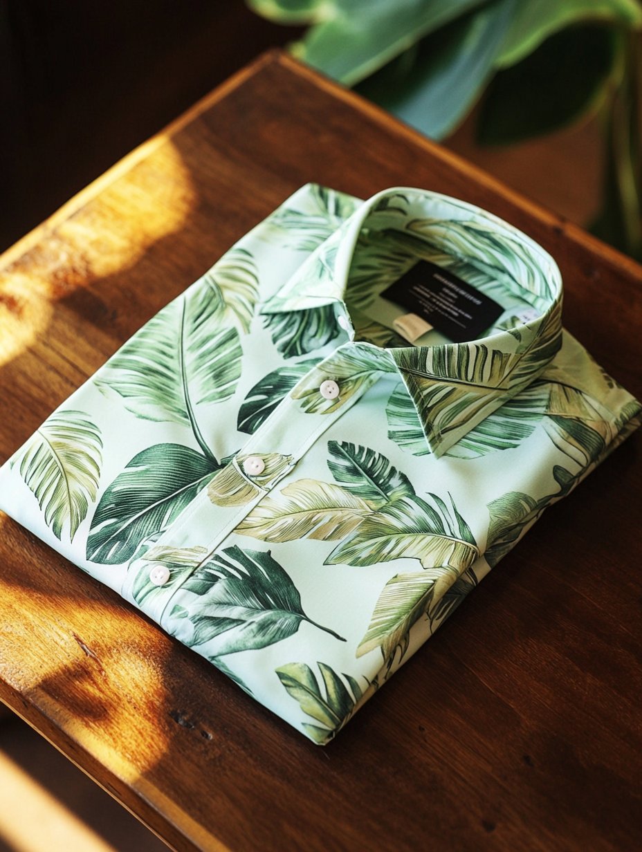 Men's Business Casual Floral Lapel Short Sleeve Shirt