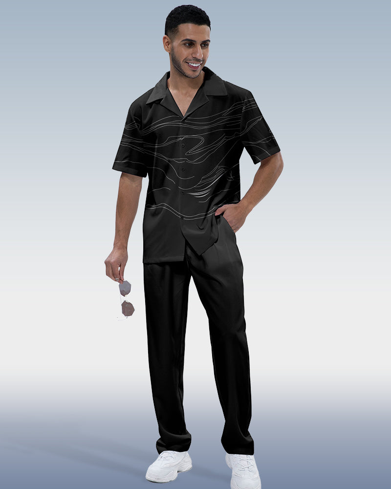 Rianmond Black Lineart Short Sleeve Walking Set