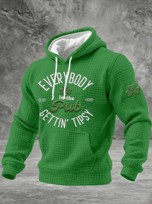 Men's St. Patrick's Day Print Checkered Hoodie