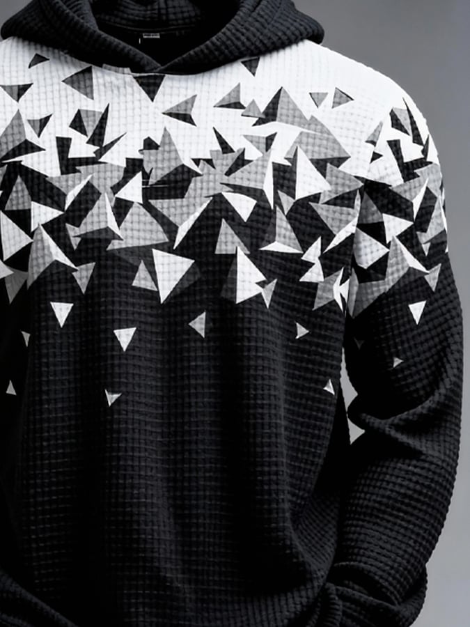 Men's Retro Color Block Print Zipper Sweatshirt