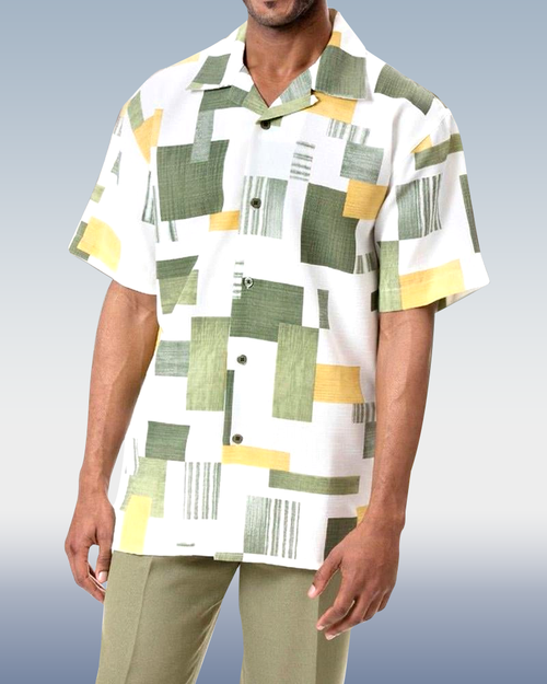 Color block short-sleeved print walk two pieces