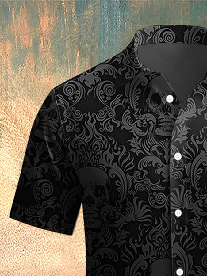 Men's Skull Print Casual Shirt