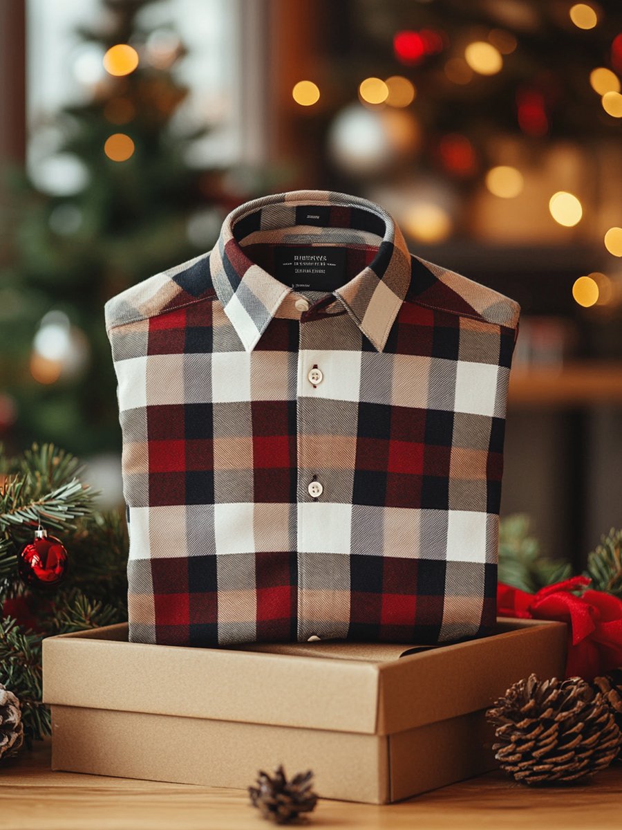 Men's Business Retro Plaid Long Sleeve Shirt