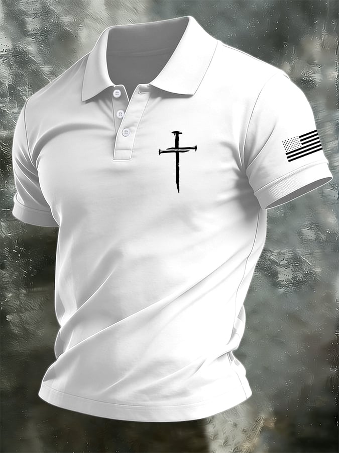 Men's Retro Faith  Casual Printed Polo Shirt