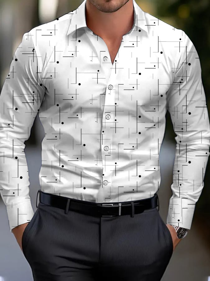 Men's Business Style Geometric Print Shirt