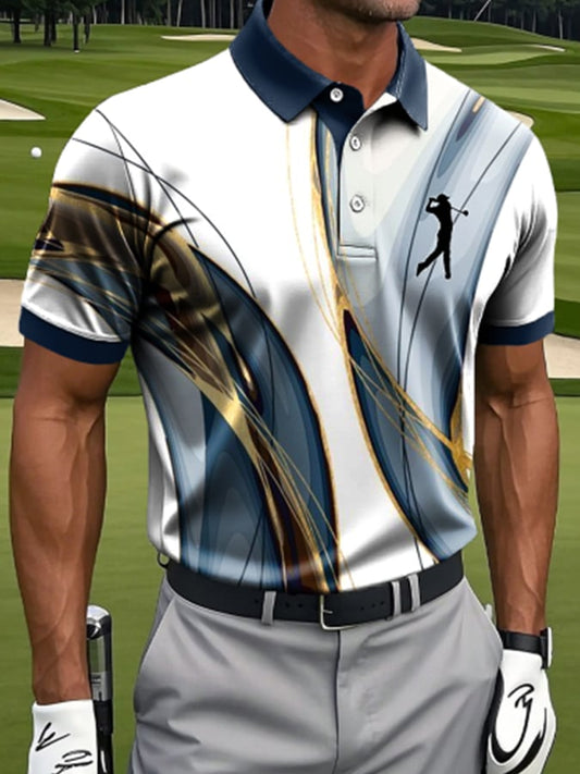 Men'S Casual Print Short-Sleeved Polo Shirt