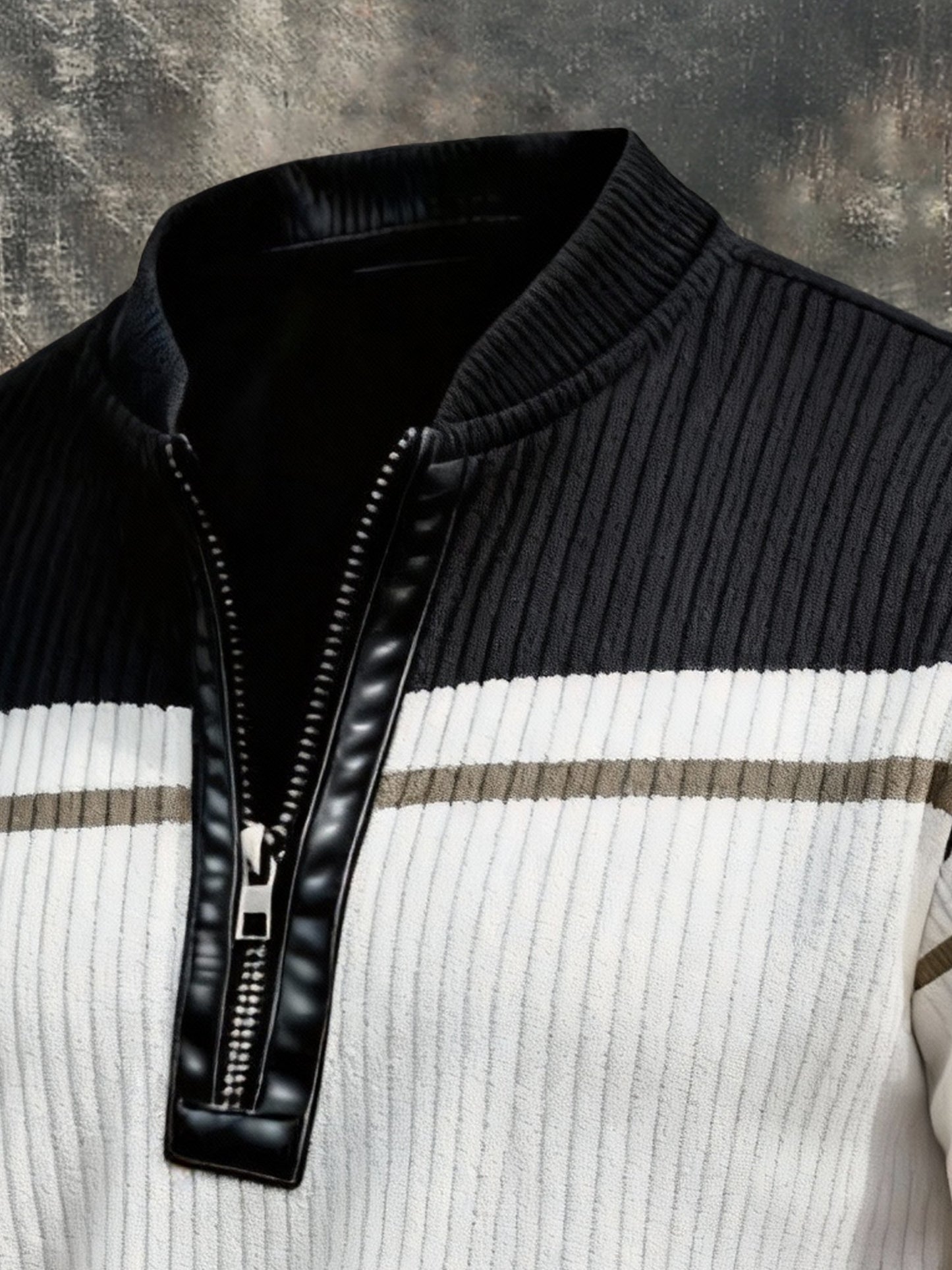 Men's Vintage Color-Block Printed Zip-Up Hoodie